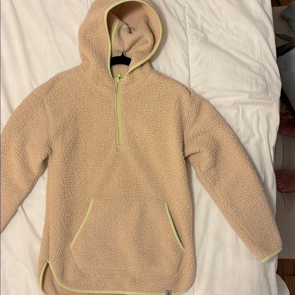 Lands’ End Sherpa Fleece Hoodie 1/4 Zip Pullover Cozy Winter Outdoor Pink XS